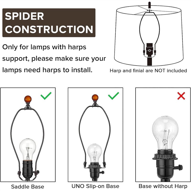 JERHOUS White - Ivory Bell Lamp Shades Set of 2 Medium Lamp Shade 6.7``Top x 13``Bottom x 10``High(Spider) Traditional Lampshade for Table Lamp & Bedside Lamp - Replacement Lampshade By - Image 3